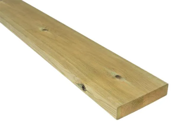 Terrassebord fastlengde Cu-impregnert furu 28x120x4500 kl.1 NTR klasse AB fotkappet